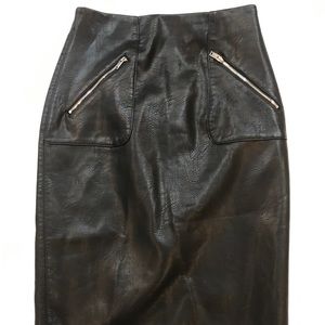 Faux leather pencil skirt